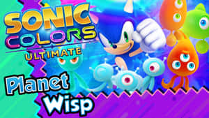 Sonic the Hedgehog 與外星生物在色彩繽紛的遊戲場景中。 — 音速小子 壁紙