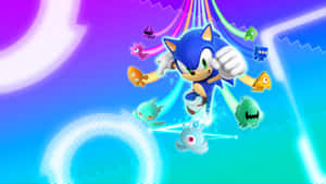 Sonic the Hedgehog 在霓虹隧道中與漂浮敵人一起競速。 — 索尼克 壁紙