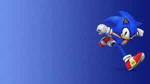 Sonic the Hedgehog 在藍色背景上奔跑。 — 音速小子 壁紙