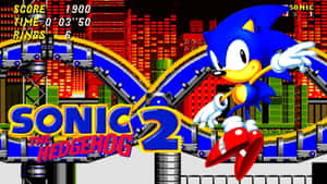 Sonic the Hedgehog 在經典電玩場景中穿過霓虹城市。 — 音速小子 壁紙