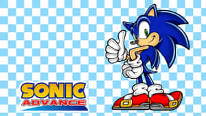 Sonic the Hedgehog 豎起大拇指，帶有 Sonic Advance 標誌。 — 音速小子 壁紙