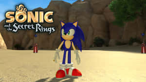 來自遊戲《Sonic and the Secret Rings》的沙漠峽谷場景中的Sonic the Hedgehog。 — 音速小子 壁紙