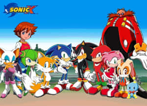 Sonic X 動畫角色以群體姿勢站在一起。 — 超級索尼克 壁紙