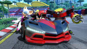 Sonic 和 Rouge 在高速賽車中，有機器人敵人追著他們。 — 索尼克 壁紙