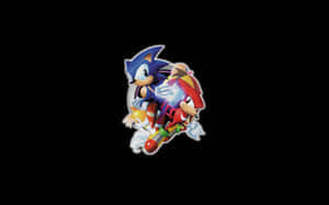 Sonic 和 Shadow 在電子遊戲風格插圖中競速。 — 音速小子 壁紙