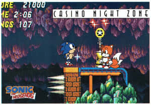 來自《音速小子》遊戲 Casino Night Zone 中的 Sonic 和 Tails — 音速小子 壁紙