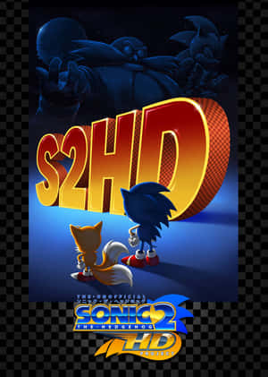 Sonic 和 Tails 在一個帶有 S2HD 標誌的電子遊戲海報中面對 Dr. Eggman。 — OnePlus Pad 3 Pro 壁紙