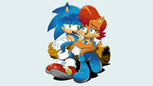 Sonic 和 Tails 坐在木頭上，表情愉快。 — 音速小子 壁紙