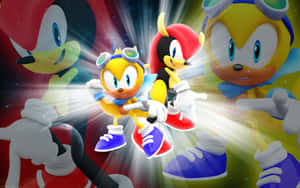 Sonic 角色以 3d 渲染動作姿勢，伴隨發光光線，以宇宙背景為襯托。 — 松鼠 壁紙