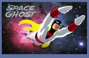Space Ghost 飛過一個色彩繽紛的星場，伴有星雲雲團。 — 星星 壁紙