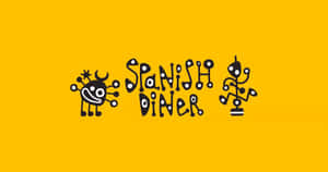 Spanish Diner 標誌，黃色背景上有卡通角色 — 西班牙 壁紙