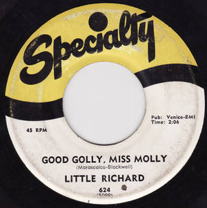 Little Richard 的《Good Golly Miss Molly》的復古 Specialty Records 45 RPM 黑膠唱片標籤。 — 復古 壁紙