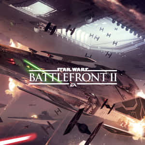 Star Wars Battlefront II 太空船戰鬥，伴有爆炸和雷射射擊。 — iPad 第10代 壁紙