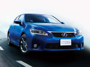 藍色Lexus CT200h轎車在道路上高速行駛，帶有動態模糊效果。 — 凌志 壁紙