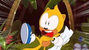 Tails 狐狸帶著運動線條快速穿過叢林奔跑。 — 松鼠 壁紙