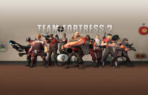 Team Fortress 2 角色在房間裡手持武器擺姿勢。 — 電玩遊戲 GIF 壁紙
