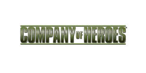 Company of Heroes 遊戲標誌，綠色金屬字體，白色背景。 — 英雄連隊 壁紙
