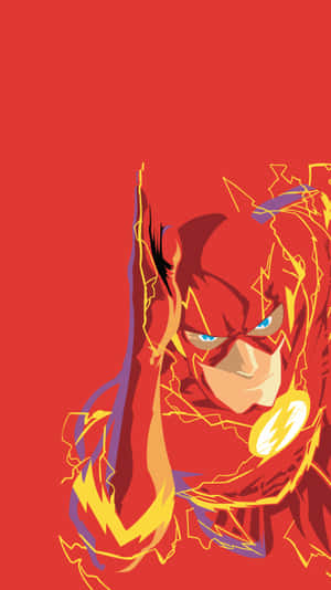 The Flash 超級英雄，背景為紅色，帶有閃電。 — 閃電俠 壁紙