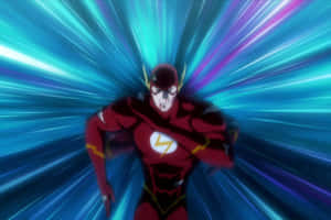 The Flash以超高速奔跑，身後留下彩色光跡。 — 閃電俠 壁紙