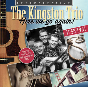 The Kingston Trio 的《Here we go again!》專輯封面，包含樂團照片和吉他。 — 音樂 壁紙