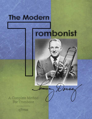 《The Modern Trombonist》書籍封面，男子手持長號和簽名。 — 湯米英尼特 壁紙
