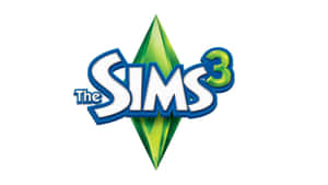 帶有綠色寶石和藍色文字的 The Sims 3 遊戲標誌。 — 電玩遊戲 GIF 壁紙