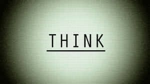 綠色瓷磚牆上帶有聚光燈效果的粗體黑色文字 THINK（帶底線）。 — 動力 壁紙