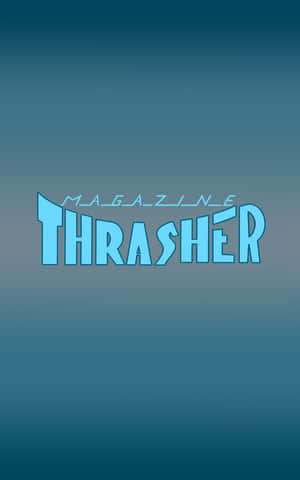 Thrasher Magazine 標誌以藍色顯示在青綠色漸變背景上。 — 主畫面 壁紙