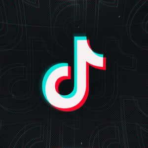 TikTok 標誌，帶有紅色和藍綠色故障效果，背景為深色紋理。 — TikTok 動圖 壁紙