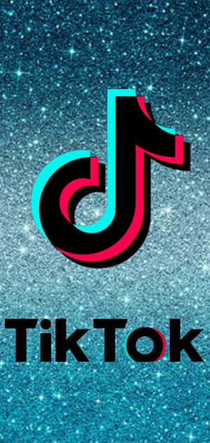 TikTok 應用程式標誌在閃爍的藍色亮片背景上。 — iPhone XR 壁紙