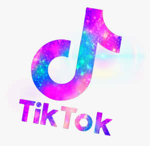 TikTok 標誌帶有宇宙閃光和彩虹色，白色背景。 — TikTok 動圖 壁紙