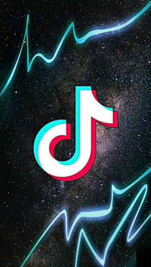 TikTok 標誌在星空太空背景下帶有霓虹光芒和能量線。 — TikTok 動圖 壁紙