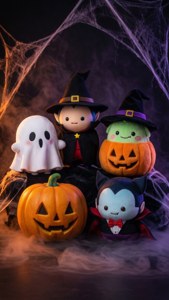 迪士尼 Tsum Tsum 穿上萬聖節服裝，搭配驚悚特效。 壁紙