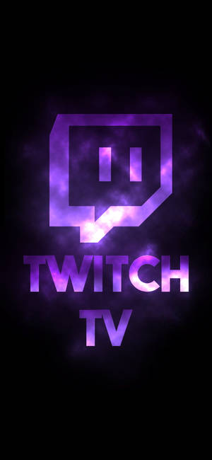Twitch TV 標誌在黑暗煙霧背景中發出紫色光芒 — iPhone 14 Pro Max 壁紙