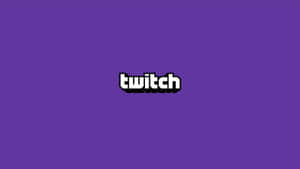 Twitch 標誌以白色像素字體顯示在紫色背景上 — 霓虹城市動態圖 壁紙