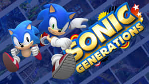 兩隻藍色刺蝟以奔跑姿勢，帶有「Sonic Generations」標題。 — 音速小子 壁紙