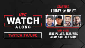 UFC Watch Along 活動，黑色六邊形背景上有四位主持人。 — 終極格鬥冠軍賽 壁紙
