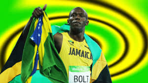 Usain Bolt 在2016年里約奧運會上披著牙買加國旗，手持巴西國旗。 — 運動 壁紙