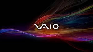 黑色背景上帶有彩色流動絲帶的 VAIO 標誌 — Off white 標誌 壁紙