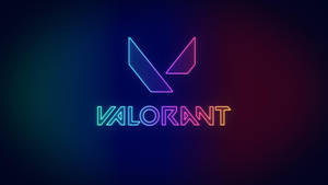 深色漸變背景上發光的霓虹 Valorant 標誌 — 遊戲玩家標誌 壁紙