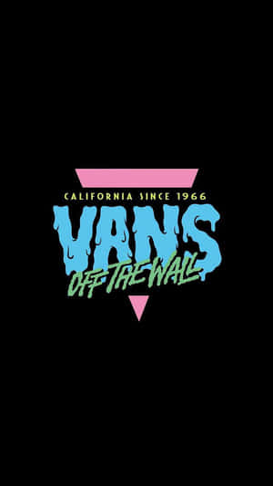 Vans Off The Wall 標誌，黑色背景上帶有滴落藍色和綠色文字。 — 省電 壁紙