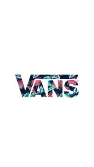 Vans 品牌標誌，白色背景上帶有熱帶樹葉圖案。 — Vans 標誌 壁紙
