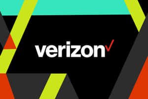 Verizon 標誌，背後有色彩繽紛的幾何形狀。 — 威訊 壁紙
