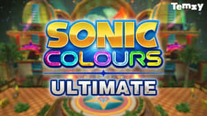 《Sonic Colours Ultimate》遊戲標題畫面，帶有色彩繽紛的 3D 文字和未來背景。 — 音速小子 壁紙