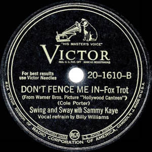 Sammy Kaye 的 Don't Fence Me In 的復古 Victor 唱片標籤，帶有 Nipper 狗標誌。 — 音樂 壁紙