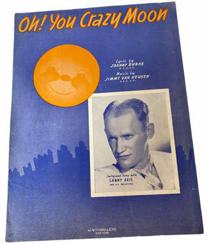 《Oh! You Crazy Moon》的復古樂譜封面，帶有微笑月亮和Sammy Kaye肖像。 — 高畫質月亮 壁紙
