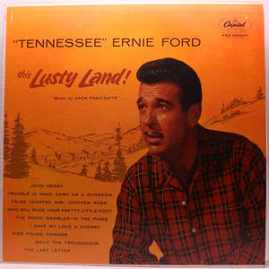 Tennessee Ernie Ford 在復古 Capitol Records 唱片封面上，帶有山脈插圖。 — 專輯封面 壁紙
