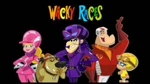 Wacky Races 卡通角色穿著賽車裝備為相機擺姿勢。 — 熊 GIF 壁紙