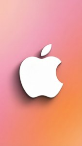 白色Apple標誌在粉紅到橙色漸變背景上