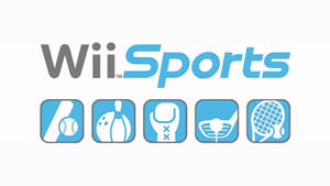 Wii Sports 電子遊戲標誌，帶有棒球、保齡球、拳擊、高爾夫和網球的圖示。 — 電玩遊戲 GIF 壁紙